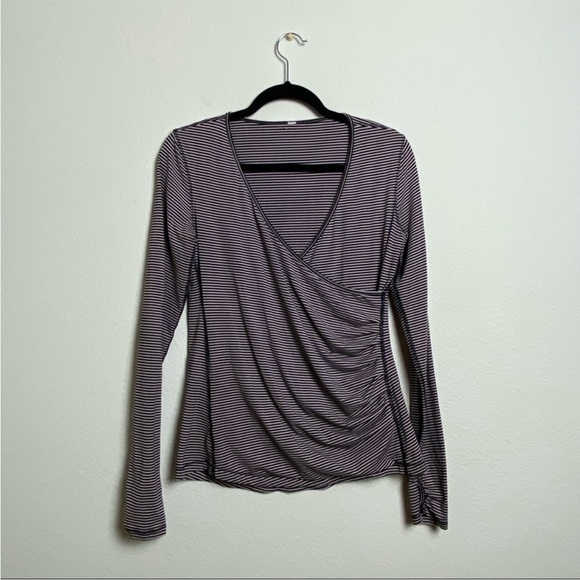 ✨Lululemon Sunset Salutation Long Sleeve Mini Pop Stripe Black Mink Berry sz 8✨ - Picture 2 of 7